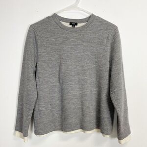 Vince Sweater Womens Medium Gray Layered Merino Wool Crewneck Knit